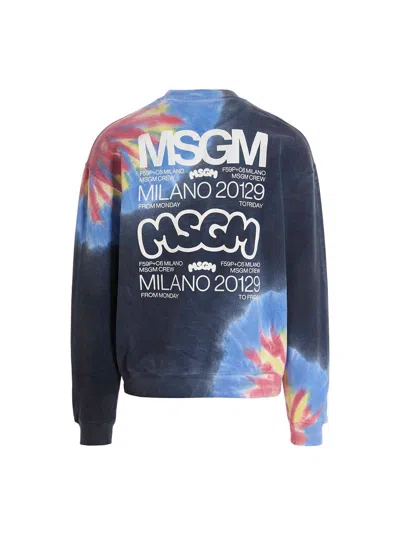 Msgm Burro Studio Logo Print Tie Dye Sweatshirt