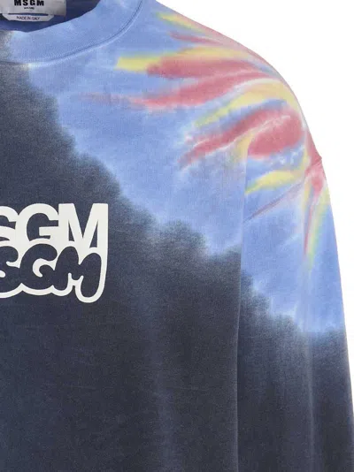 Msgm Burro Studio Logo Print Tie Dye Sweatshirt