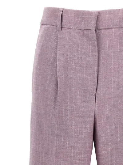 Msgm Lurex Pinstriped Wide Leg Trousers With Pleated Front