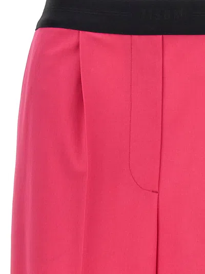 Msgm Trousers With Front Pleats And Elastic Waistband