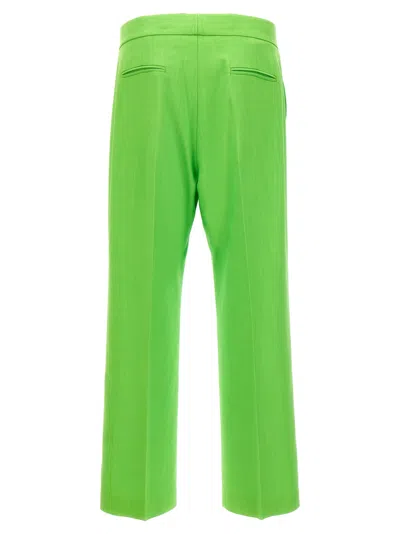 Msgm Flared Trousers With Pockets And Pleats In Green