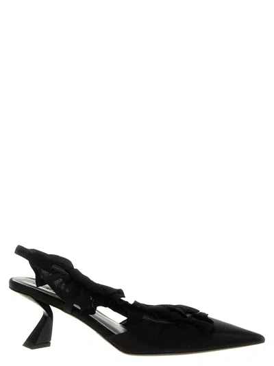 Nensi Dojaka Ruffle-detailed Satin Slingbacks