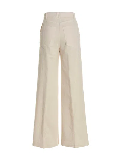 Nude High-waisted Stretch Cotton Wide Leg Jeans In White