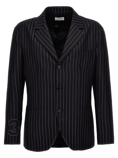 Off-white Pinstripe Pattern Wool Blend Blazer