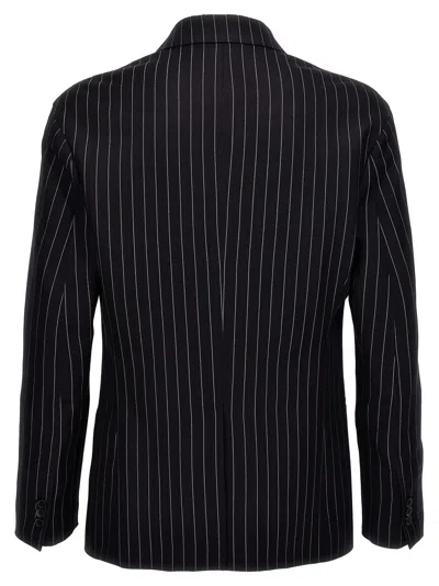 Off-white Pinstripe Pattern Wool Blend Blazer