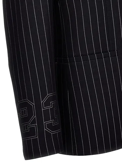 Off-white Pinstripe Pattern Wool Blend Blazer