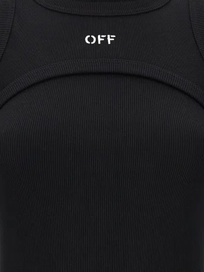 Off-white Ribbed Texture Midi Dress With High Neckline