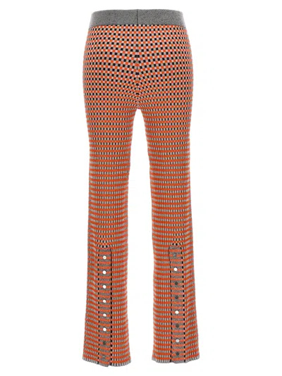 Rabanne Jacquard Checkered Flared Trousers With Buttoned Waistband