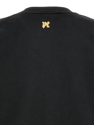 Palm Angels Burning Monogram Sweatshirt In Black