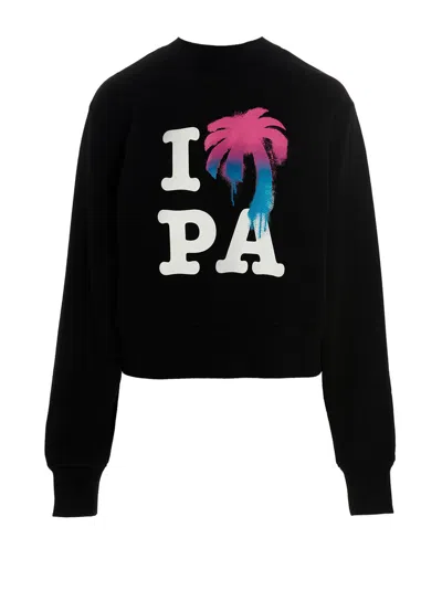 Palm Angels Graphic Print Crewneck Cotton Sweatshirt