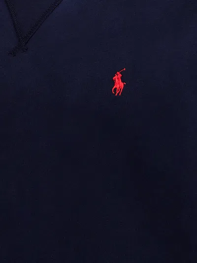 Polo Ralph Lauren Blue Cable Knit Crewneck Sweater With Pony Embroidery On The Front In Wool And Cashmere Man