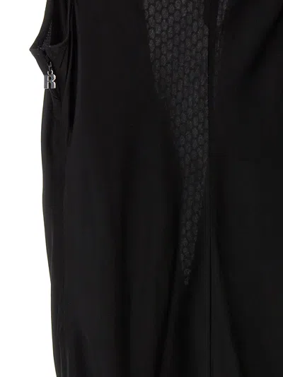 Rotate Birger Christensen Midi Black Dress With Plunging V Neck With Mesh Insert In Viscose Woman