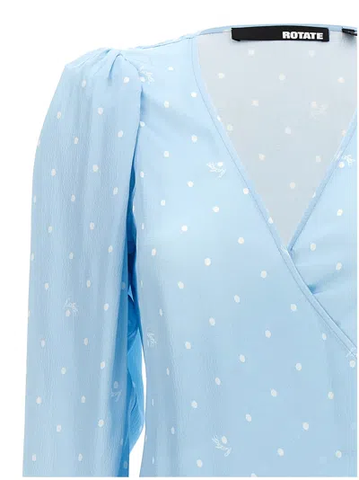 Rotate Birger Christensen Polka Dot Midi Wrap Dress With Pockets