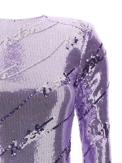 Rotate Birger Christensen Sequin Mini Dress Long Sleeves In Purple