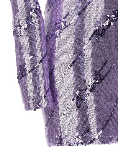 Rotate Birger Christensen Sequin Mini Dress Long Sleeves In Purple