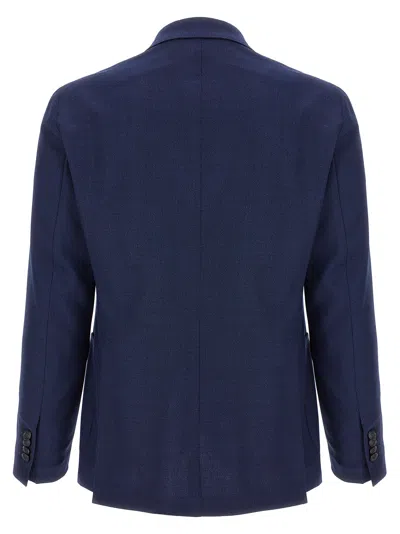 Tagliatore Single-breasted Blue Jacket With Peaked Lapel And Tailored Silhouette