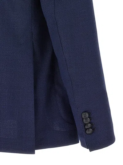 Tagliatore Single-breasted Blue Jacket With Peaked Lapel And Tailored Silhouette
