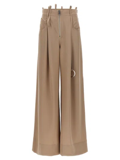 Attico Gabardine Pence Zip Up Wide Pants