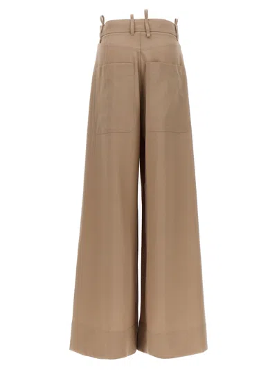 Attico Gabardine Pence Zip Up Wide Pants