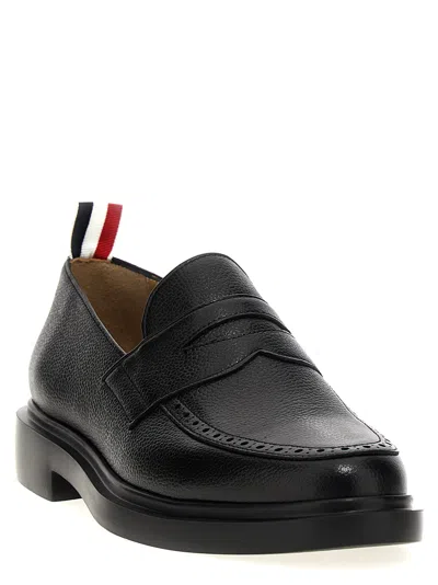 Thom Browne Black Slip-on Loafers With Loop Detail