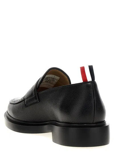 Thom Browne Black Slip-on Loafers With Loop Detail