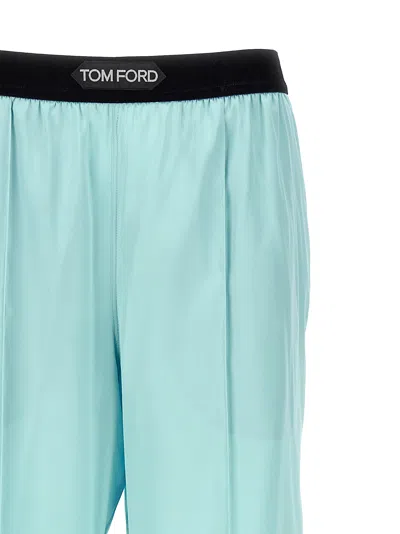Tom Ford Jacquard-trimmed Stretch-silk Satin Wide-leg Pants