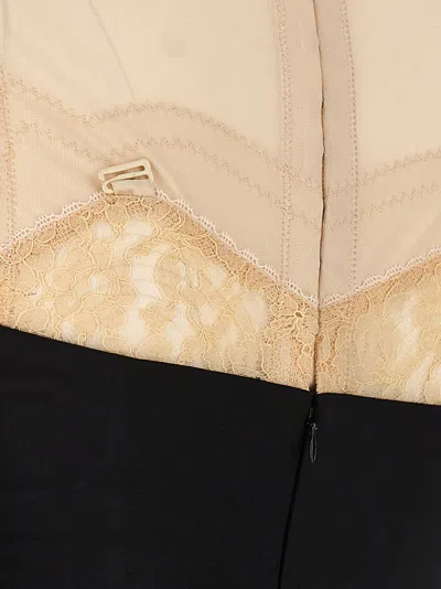Tory Burch Knotted Front Lace Detail Sheer Panel Dress