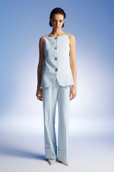 Nocturne High-waist Flowy Palazzo Pants In Blue