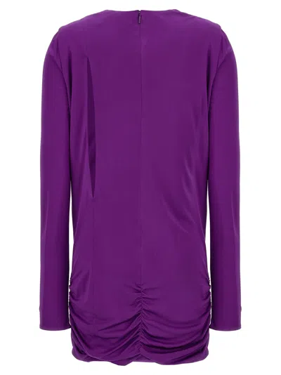 Versace Slash Ruched Long Sleeve Jersey Minidress