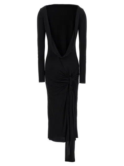 Versace Vacation Capsule Long Dress With Back Drape In Black
