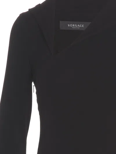 Versace Cutout Hooded Stretch-jersey Maxi Dress