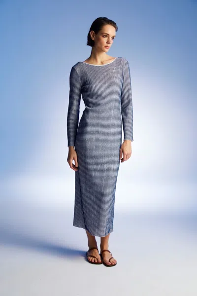 Nocturne Striped Dress With Low Back In Multi