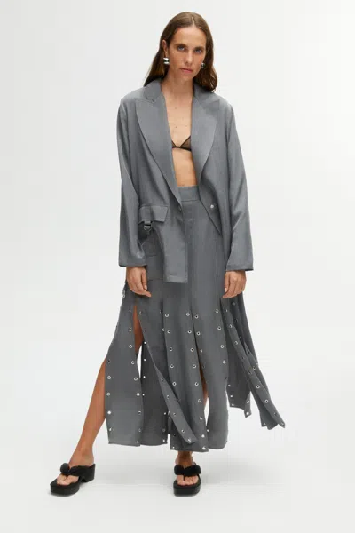 Nocturne Double-breasted Jacket With Pockets In Grey