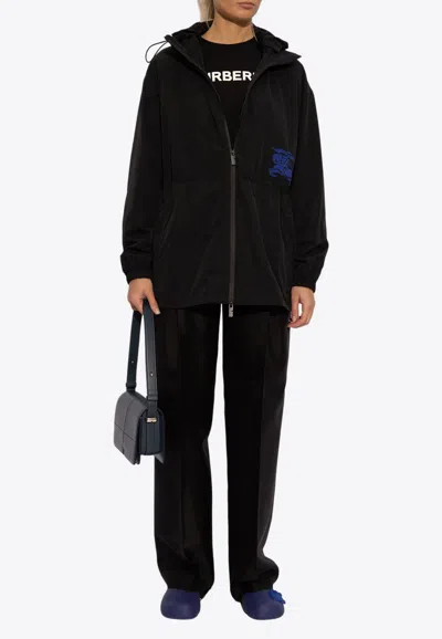 Burberry Ekd Zip Hooded Jacket In Black