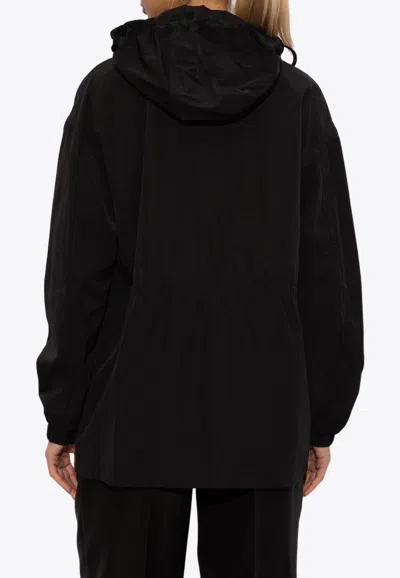 Burberry Ekd Zip Hooded Jacket In Black