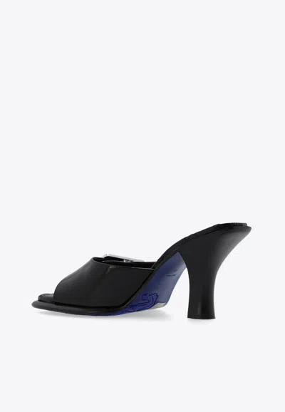 Burberry Bay Equestrian Knight Motif Mules In Black