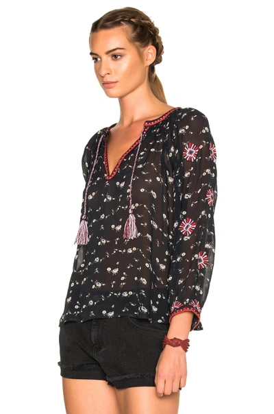 Shop Ulla Johnson Lida Floral Georgette Blouse In Midnight
