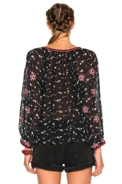 Shop Ulla Johnson Lida Floral Georgette Blouse In Midnight