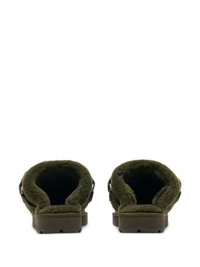 Burberry Elegant Mini Suede Slippers With Soft Fur Lining In Black
