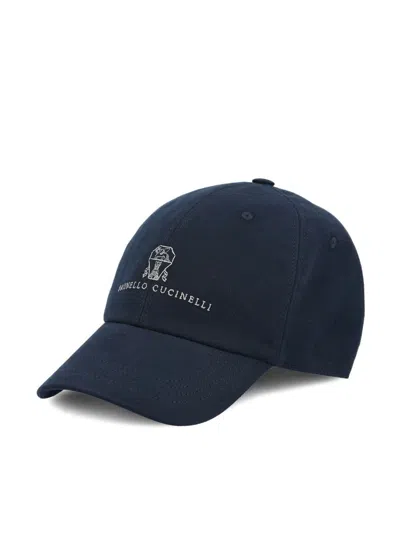 Shop Brunello Cucinelli Hats In Navy+medium Gray