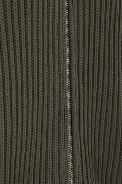 Mm6 Maison Margiela Ribbed Zip Up Cotton Jacket For Men In Brown