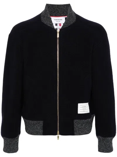 Shop Thom Browne Rwb Wool Bomber Jacket In Blue