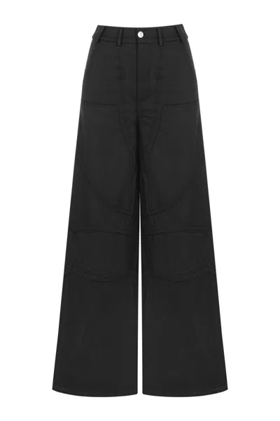 Nocturne Contrast Top Stitching Pants In Black