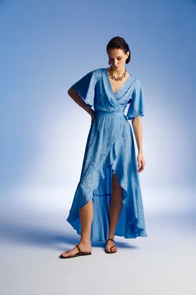 Nocturne Asymmetric Flounce Dress In Blue