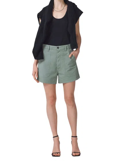Citizen Of Humanity Frances High Waist Shorts In Green