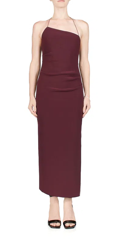 Bec & Bridge Andy Asymmetric Midi Dress In Plum In Pink
