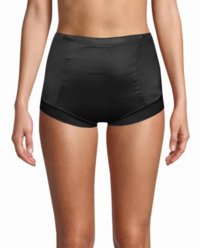 Nicole Miller 2-pack Shiny Micro High Waisted Shaping Briefs In Dune Dust And Black In Multi