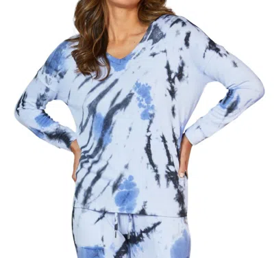 French Kyss Marble Wash Long Sleeve V-neck Tee In Peri In Multi
