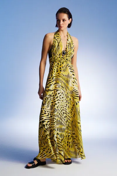 Nocturne Ankle Length Dress With Accessory Detail In Multi