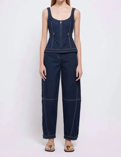 Jonathan Simkhai Dolce Zip Up Top In Midnight In Blue